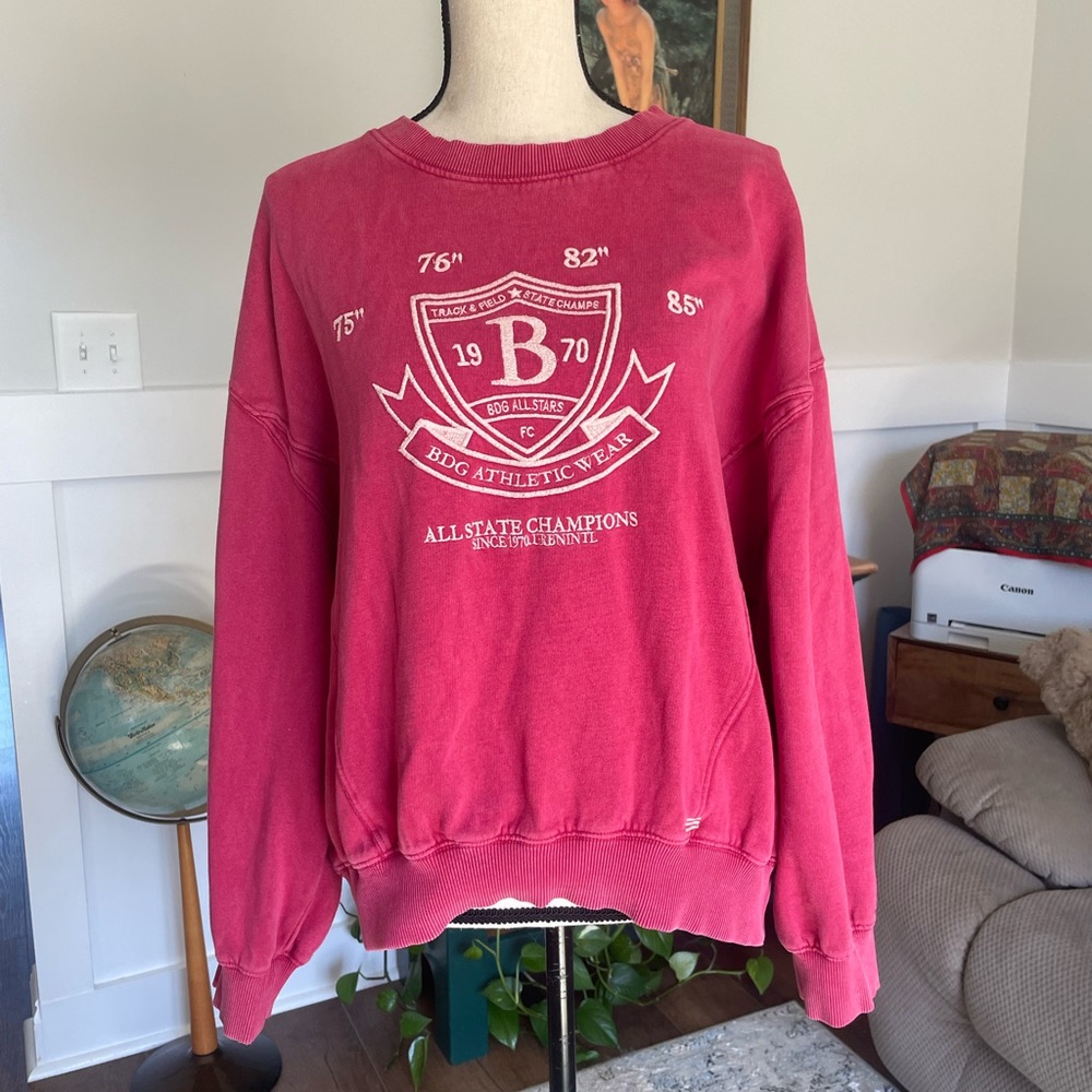 BDG Urban Outfitters Track & Field State Champs Oversized Red Pullover Medium
